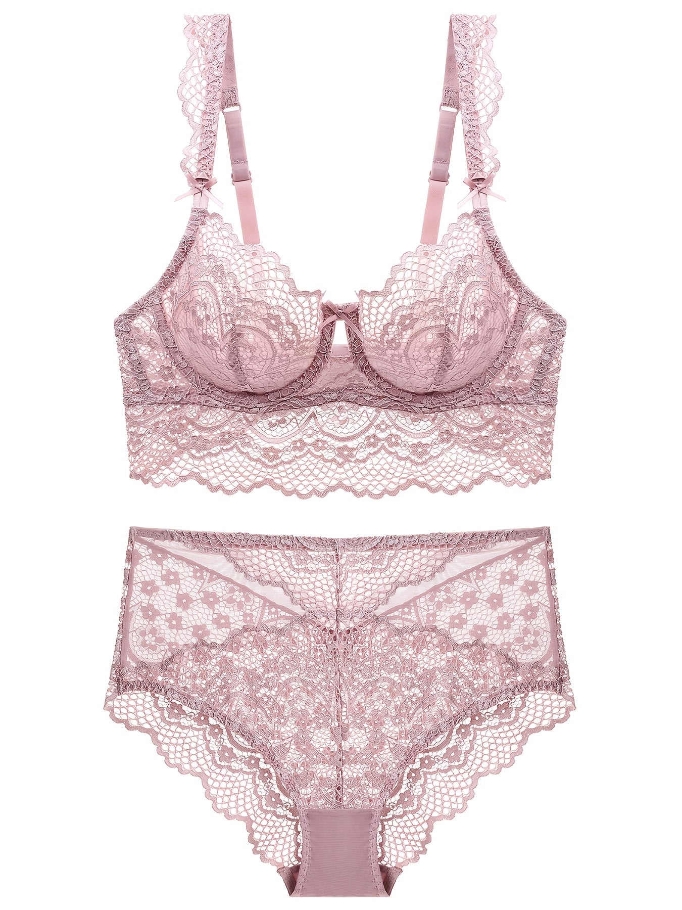 Floral Lace Lingerie Set Thin Cup Intimates Bra & Panties
