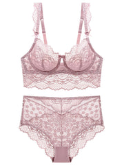 Floral Lace Lingerie Set Thin Cup Intimates Bra & Panties
