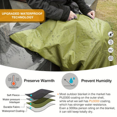 DUKUSEEK Hooded Stadium Blanket Waterproof Windproof Outdoor Fleece Blanket