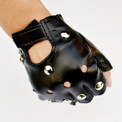 Men's Half Finger Leather Outdoor Gloves