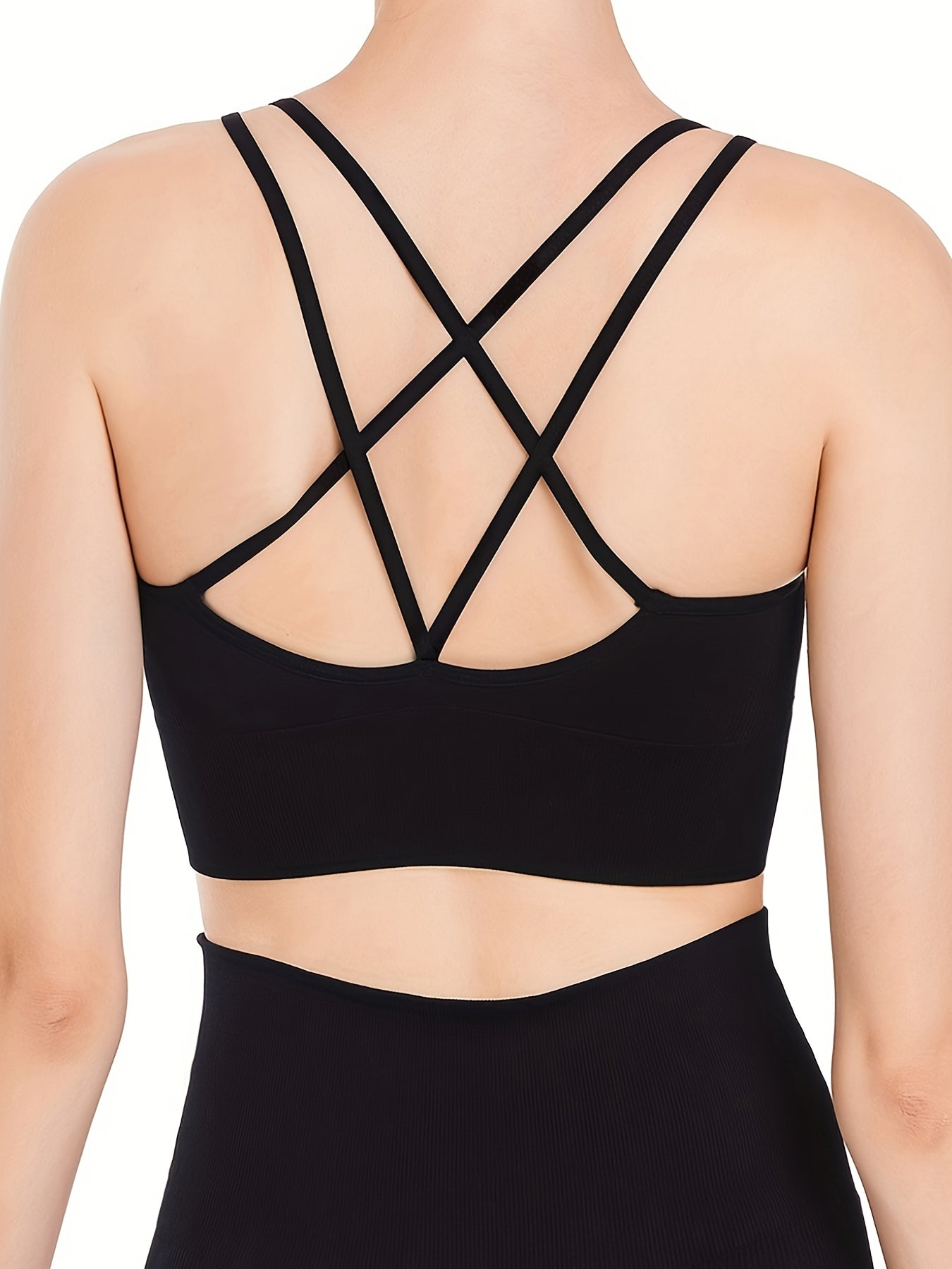 Sports Bra Women's Plus Solid Cross Back Seamless Bra