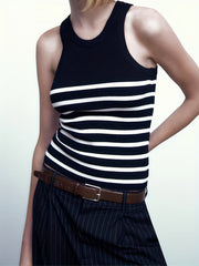 Striped Print Tank Top Sleeveless Summer Top