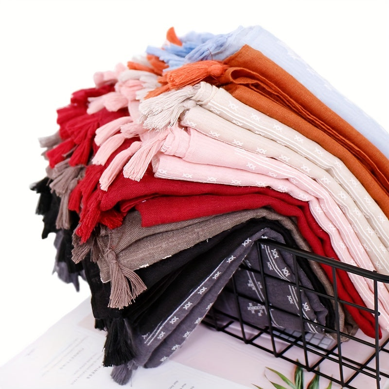 Polyester Print Tassel Scarf Casual Accessories