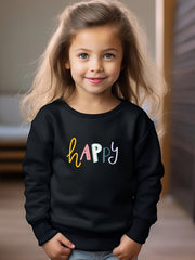 Girls Happy Pattern Crew Neck Sweatshirt for Spring Fall Christmas Gift