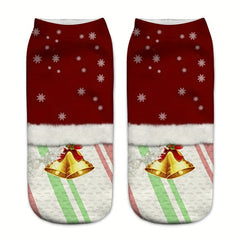 4 Pairs Christmas Print Socks Women's Low Cut Stockings