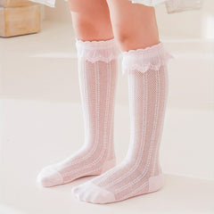 Toddler Girls Lace Trim Princess Over the Calf Socks