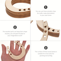 12pcs Wooden Horseshoe Rustic Cutout Pieces Decorations Cowboy DIY Crafts