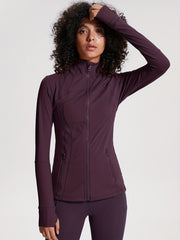 Women's Slim Fit Thermal Sports Track Jacket Full Zip Running Jacket