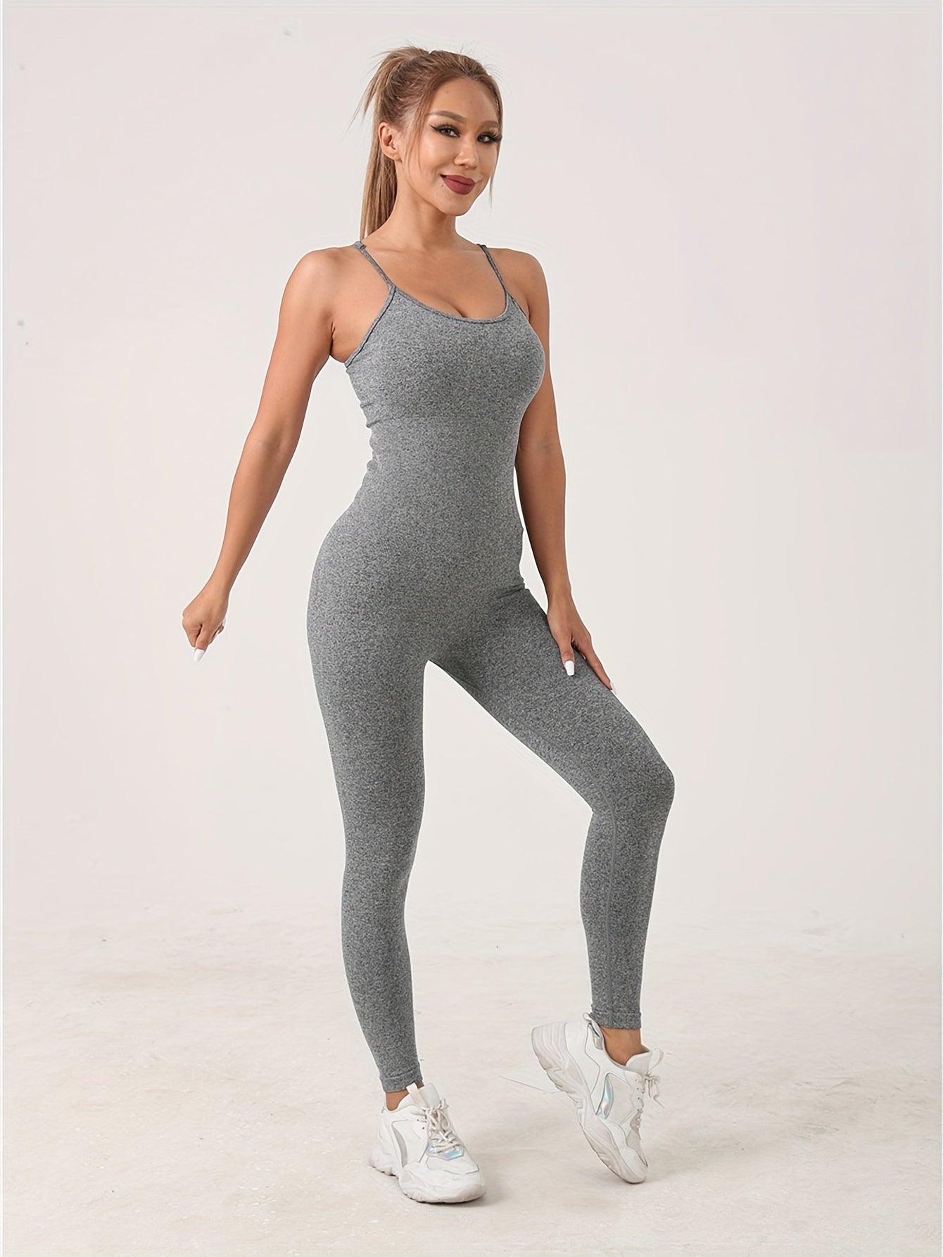 Sporty Round Neck Cami Jumpsuit Sleeveless