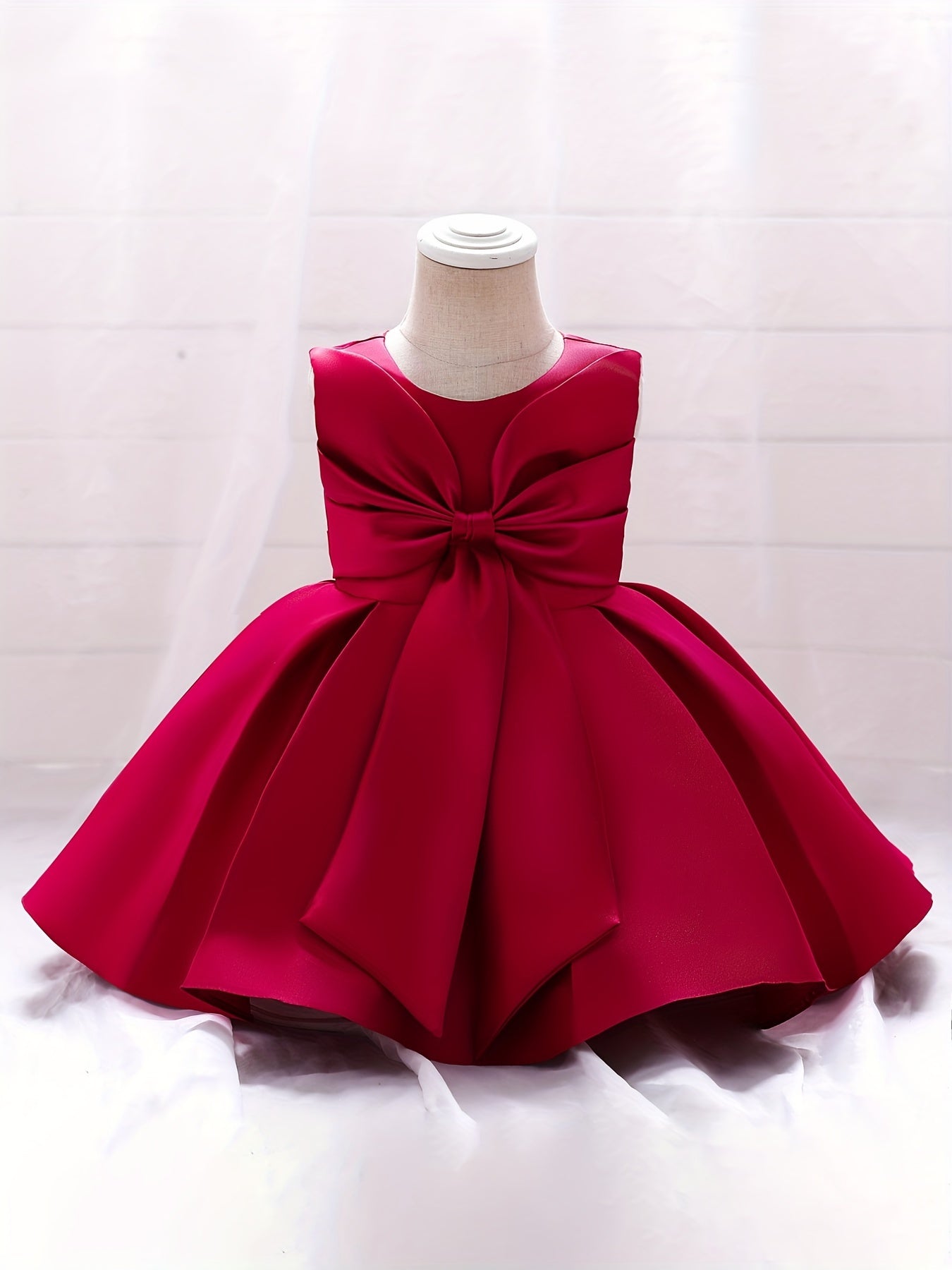 Girls Bow Formal Puffy Dress Princess Infant Toddler Birthday Party