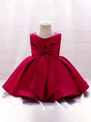 Girls Bow Formal Puffy Dress Princess Infant Toddler Birthday Party