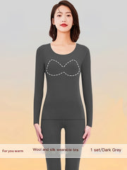 Women's Thermal Underwear Set Long Sleeve Crew Neck Tops & Pants