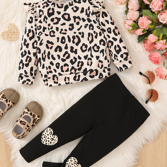 Toddler Baby Girl Leopard Sweatshirt and Pant Set
