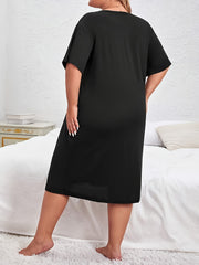 Avocado & Slogan Print Round Neck Tee Sleep Dress