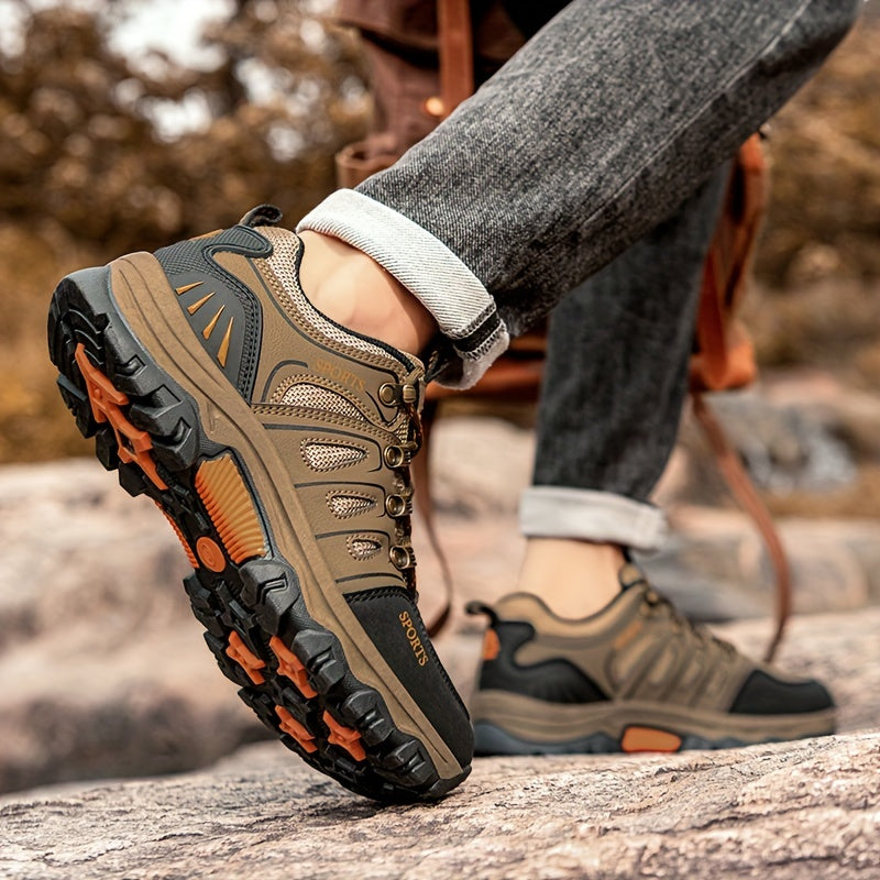 Men's Lace Up Durable PU Leather Hiking Shoes