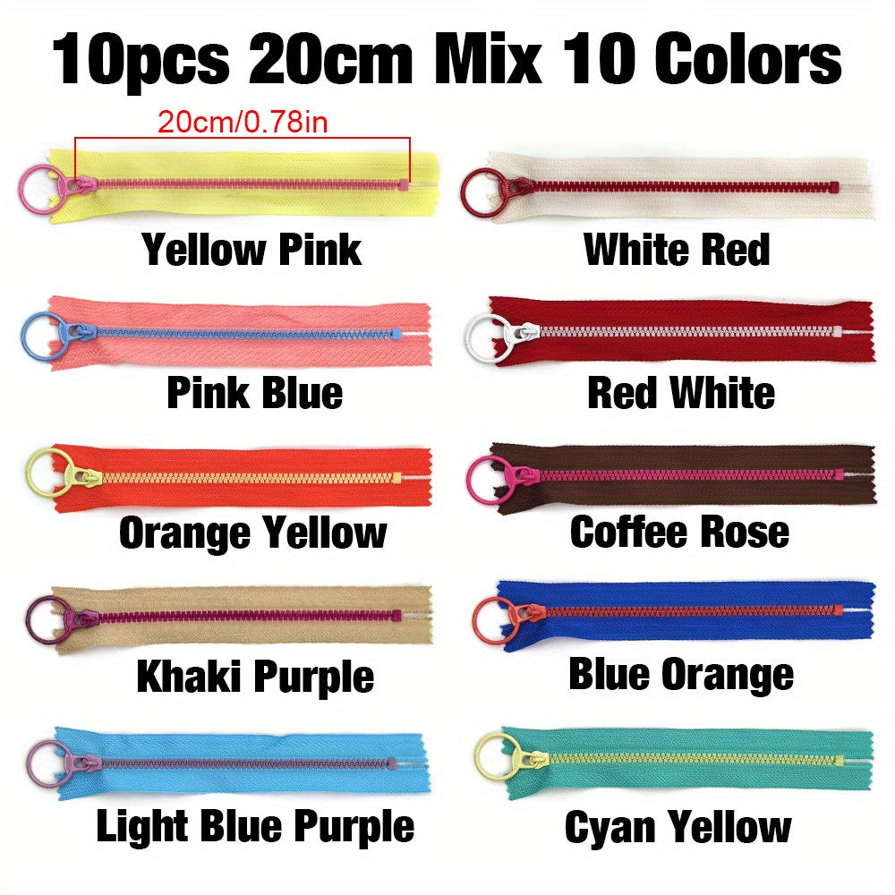 10pcs 3 Resin Zipper Ring Slider DIY Handcraft Sewing Bags Wallet