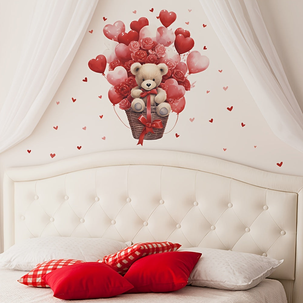 Rose Love Balloon Bear Wall Stickers Romantic Decor