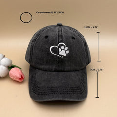 Heart Paw Print Embroidered Baseball Cap