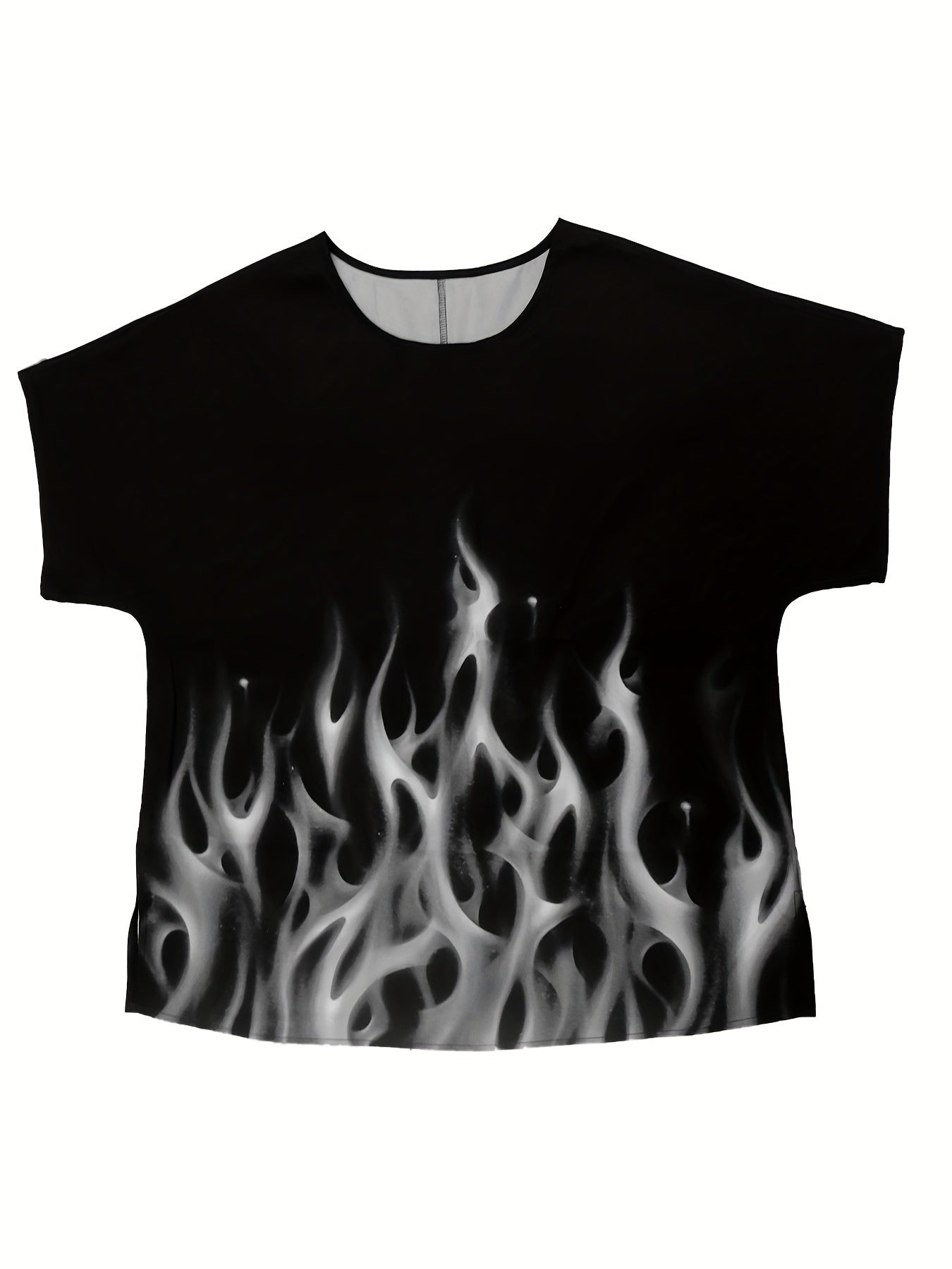 Women's Plus Fire Print Short Sleeve Blouse