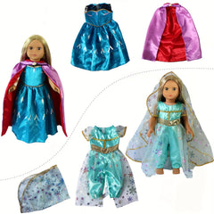 Complete Princess Doll Clothes Set for 45-72 cm Dolls, 6 Outfits, Christmas Gift