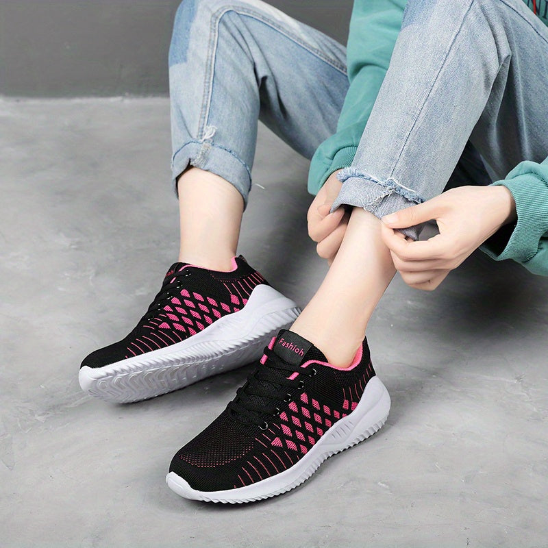 Women's Breathable Woven Running Shoes Lightweight Low Top Sport Shoes