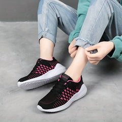Women's Breathable Woven Running Shoes Lightweight Low Top Sport Shoes