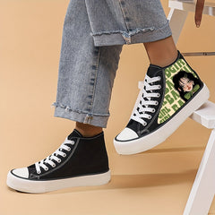 Anime Girl Pattern Lightweight High Top Canvas Sneakers