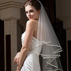 Romantic Style Bridesmaid Veil Hair Comb with Double Sided Ribbon Trim 1m