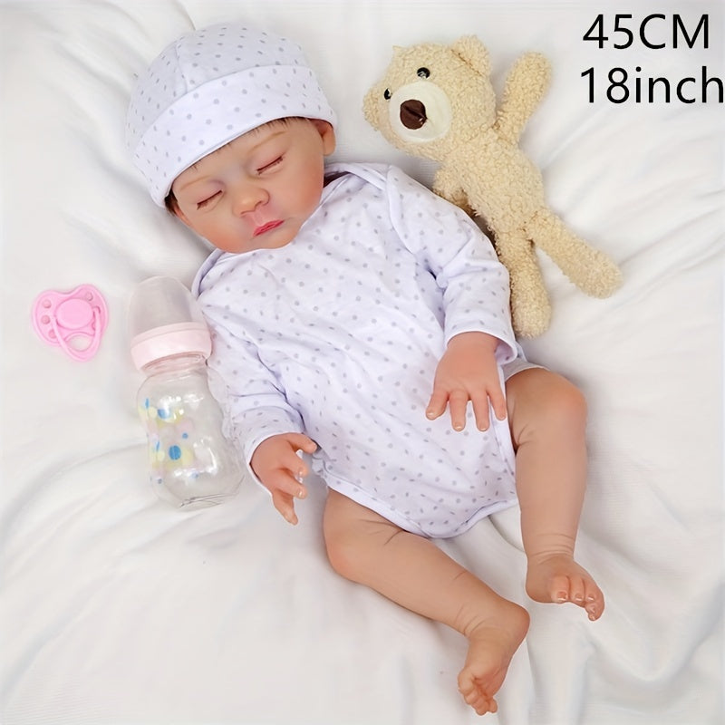 45 72 Cm Closed Eyes Reborn Doll Full Body Soft Vinyl Painted Doll