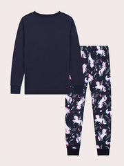 Kids Unicorn Print Pajama Set Long Sleeve Top & Pants Comfy PJ Girl's