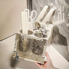 Large Capacity Chopstick Holder Cutlery Organizer with Drip Tray