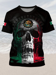 3D Skull Pattern Print Men's Short Sleeve T-shirt Graphic Tee