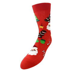 Men's Christmas Tube Socks Red Santa Print Autumn Winter