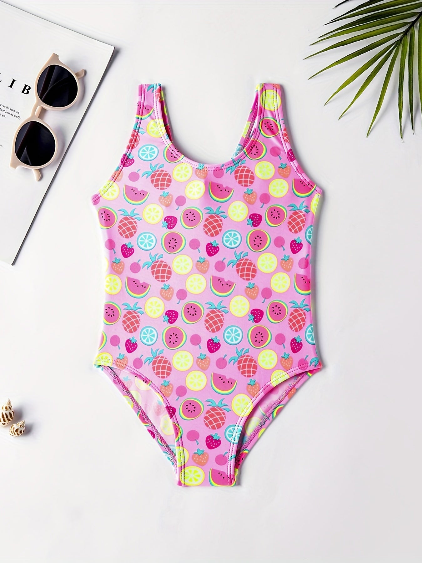 Girl's Cartoon Print Onesie Swimsuit Tankini for Summer Beach