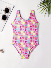 Girl's Cartoon Print Onesie Swimsuit Tankini for Summer Beach