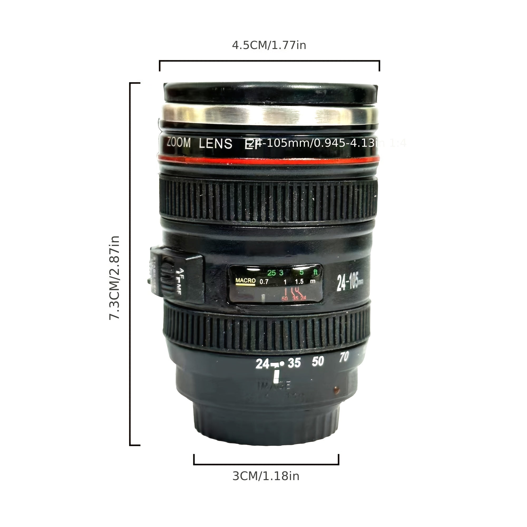 Camera Lens Cup 50ml Mini Coffee Mug Stainless Steel Double Wall with Chain