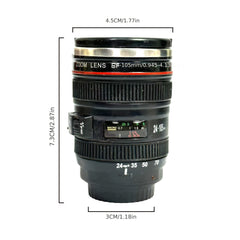 Camera Lens Cup 50ml Mini Coffee Mug Stainless Steel Double Wall with Chain