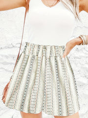 Striped Print Elastic Waist Shorts Boho Wide Leg Vacation Shorts