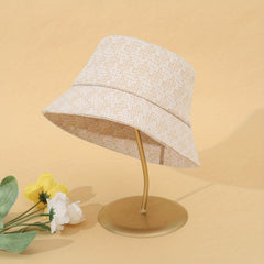 Classic Embossed Bucket Hat Khaki Sunscreen Basin Hat Women Travel Beach Hats