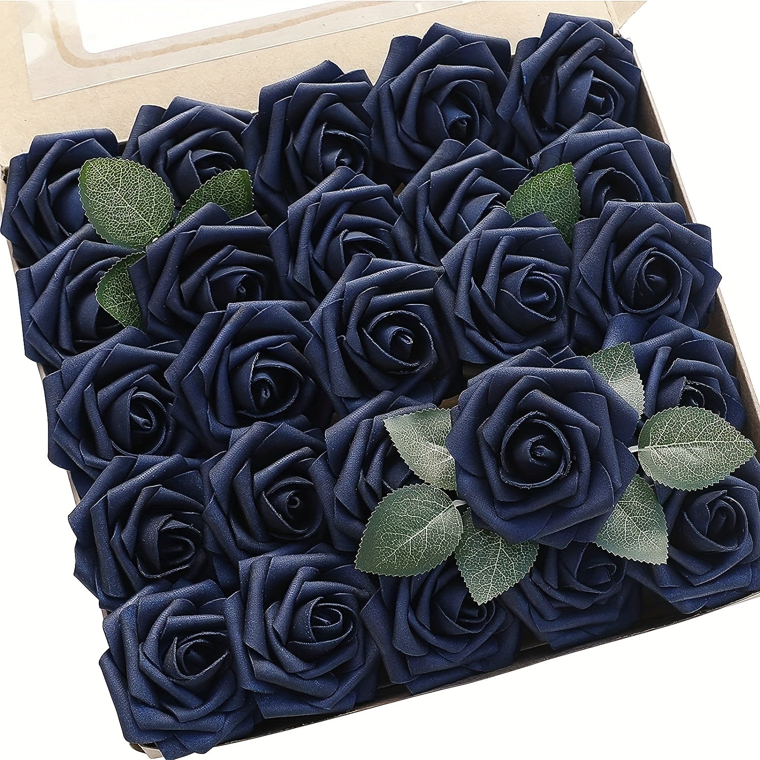 25pcs Artificial Navy Roses DIY Wedding Bouquets Bridal Shower Party Decor