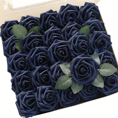 25pcs Artificial Navy Roses DIY Wedding Bouquets Bridal Shower Party Decor