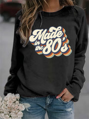 Vintage 80s Print Graphic Pullover Sweatshirt for Women