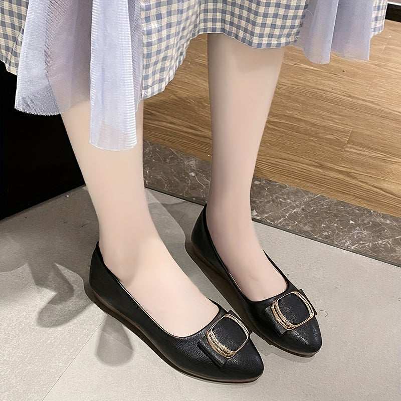 Women's Bowknot Flat Shoes Pointed Toe Slip On Comfy & Versatile Flats