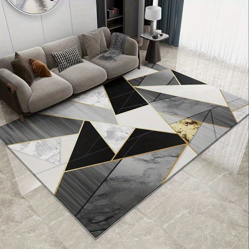 Geometric Morandi Area Rug with Anti Slip Backing