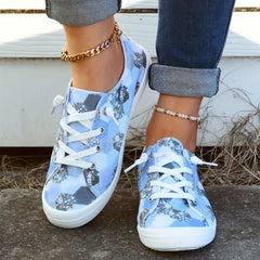 Geometric Pattern Canvas Lace Up Low Top Sneakers