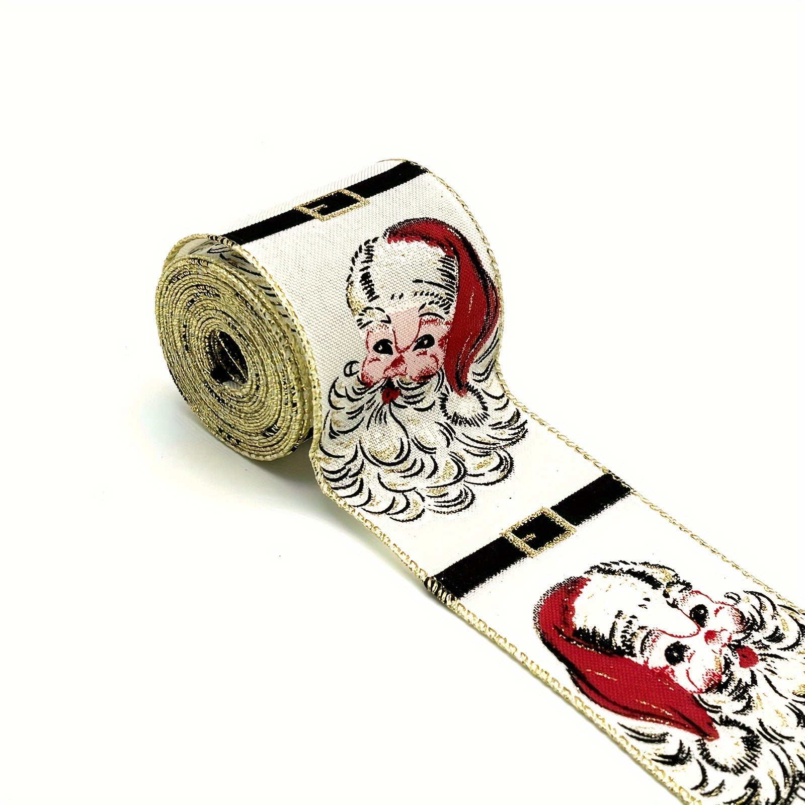 4 57 Meter Santa Christmas Ribbon For DIY Crafting Santa On Wired Edge