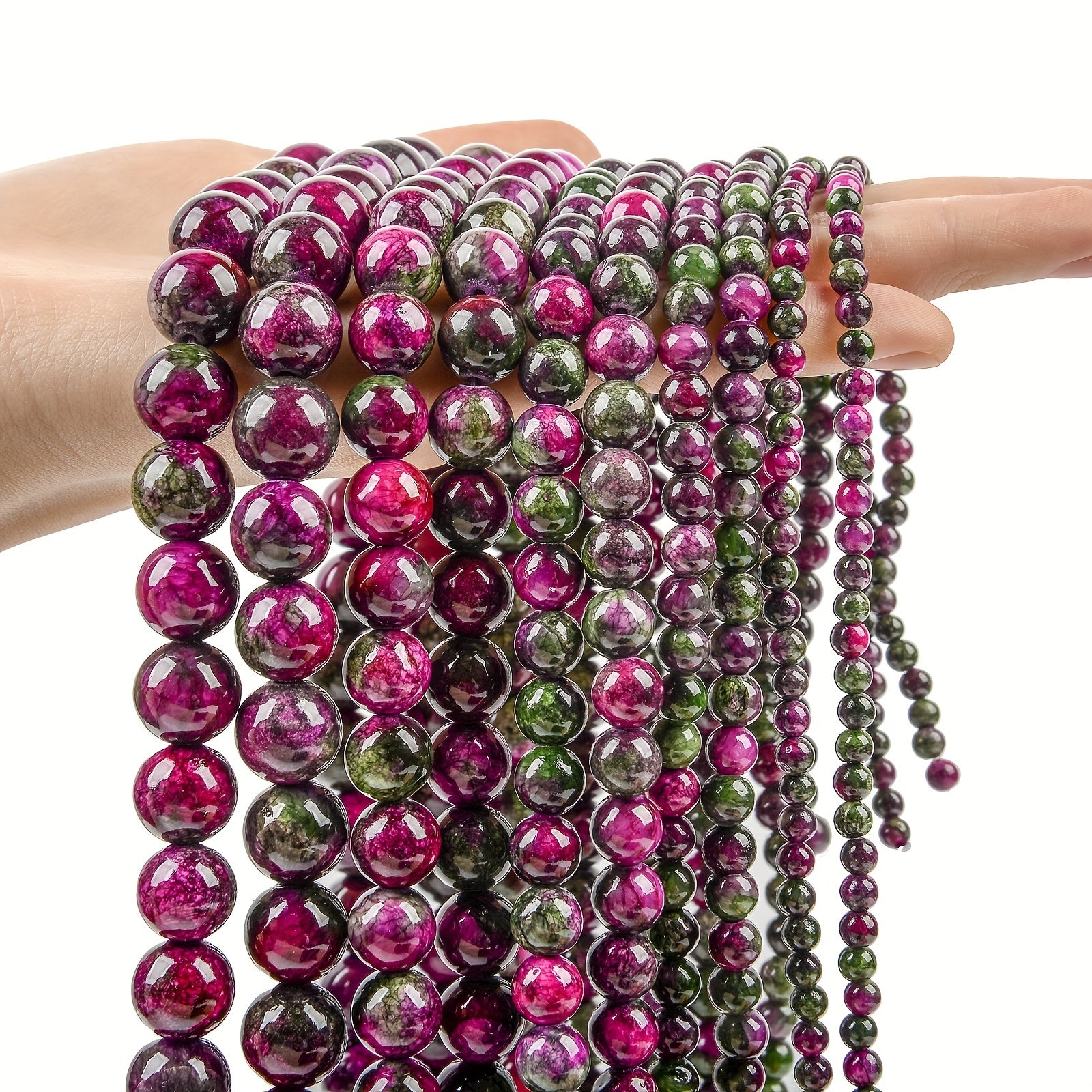 Green Purple Persian Jade Round Loose Beads 4-12MM
