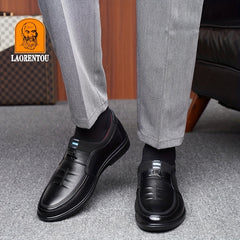 LAORENTOU Men's Leather Loafer Shoes Lightweight Non Slip Casual Shoes