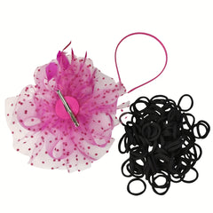 Pink Floral Fascinators Hat & Hair Ties Mesh Feather Hair Clips for Women