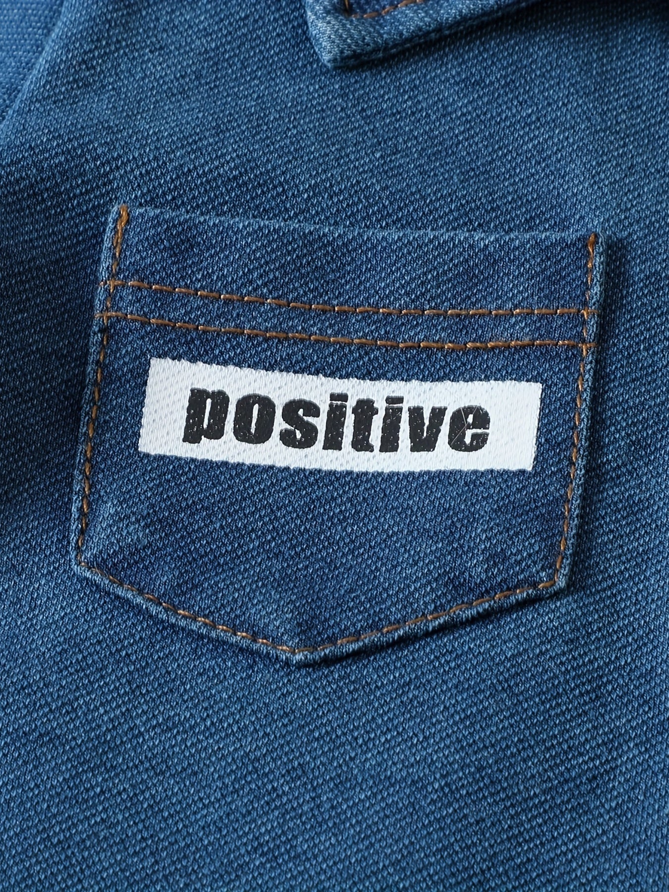 Boys Short Sleeve Shirt & Shorts Denim 2pcs POSITIVE Print Casual Kids Summer